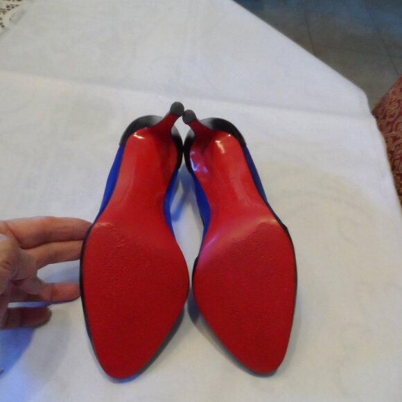 Christian Louboutin Black & Blue Leather / Mesh Heeled Pumps – IT 38.5 /US 8–8.5 - Picture 15 of 16